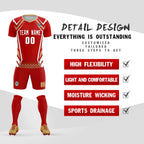 Custom Red Abstract Breathable Soccer Tops/Sets Jersey