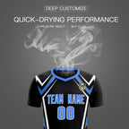 Custom Black Abstract Breathable Soccer Tops/Sets Jersey