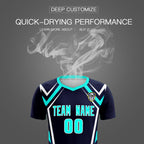 Custom Navy Abstract Breathable Soccer Tops/Sets Jersey