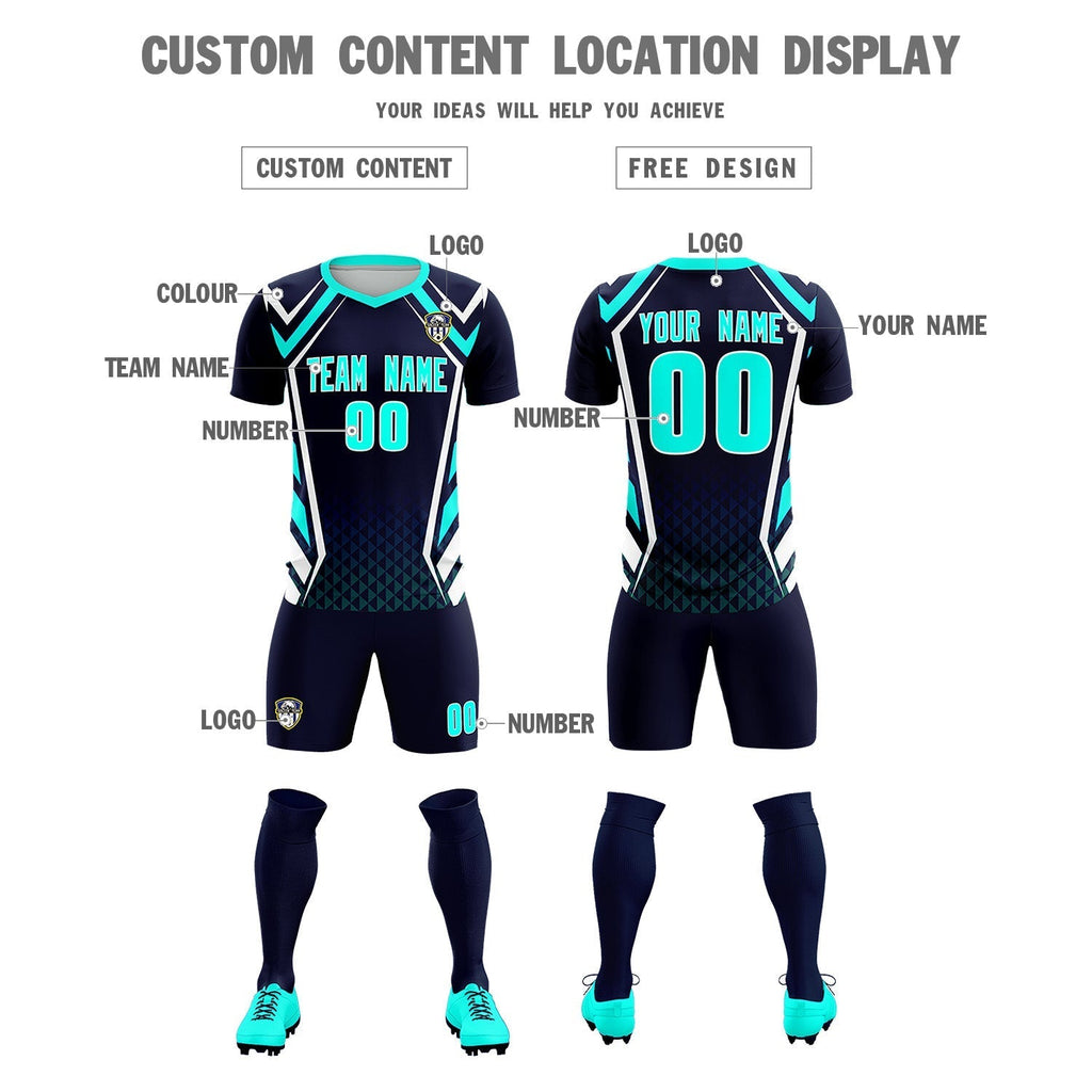 Custom Navy Abstract Breathable Soccer Tops/Sets Jersey