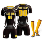 Custom Brown Abstract Breathable Soccer Tops/Sets Jersey