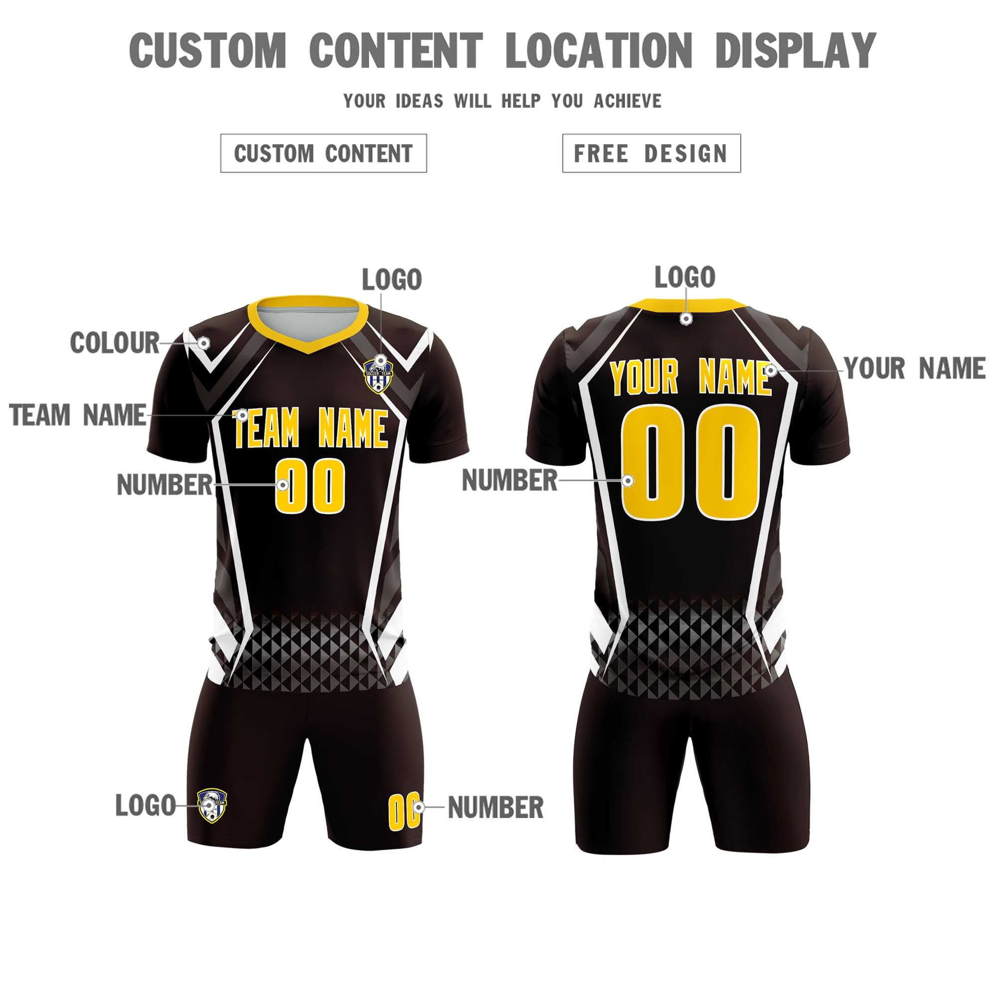 Custom Brown Abstract Breathable Soccer Tops/Sets Jersey