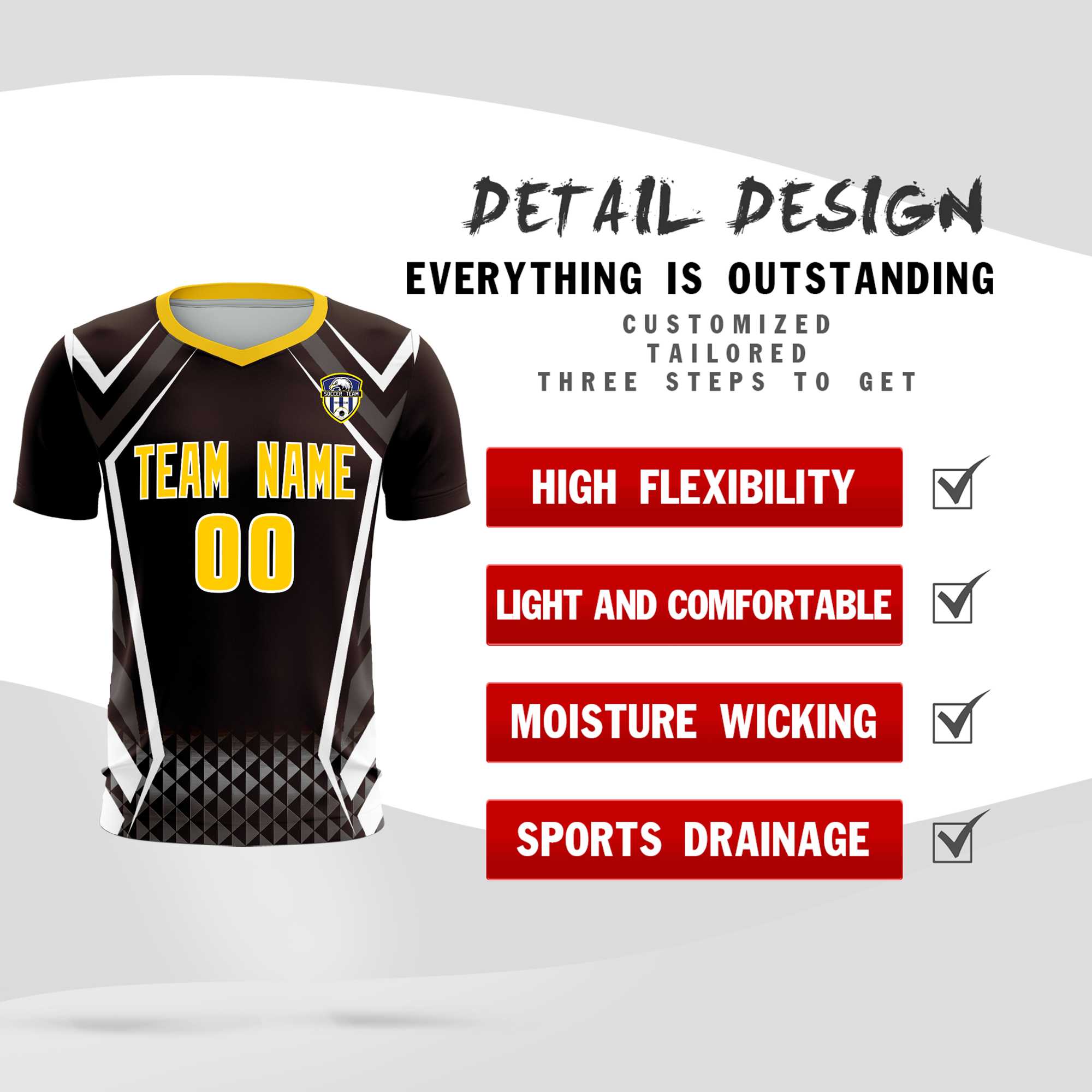 Custom Brown Abstract Breathable Soccer Tops/Sets Jersey
