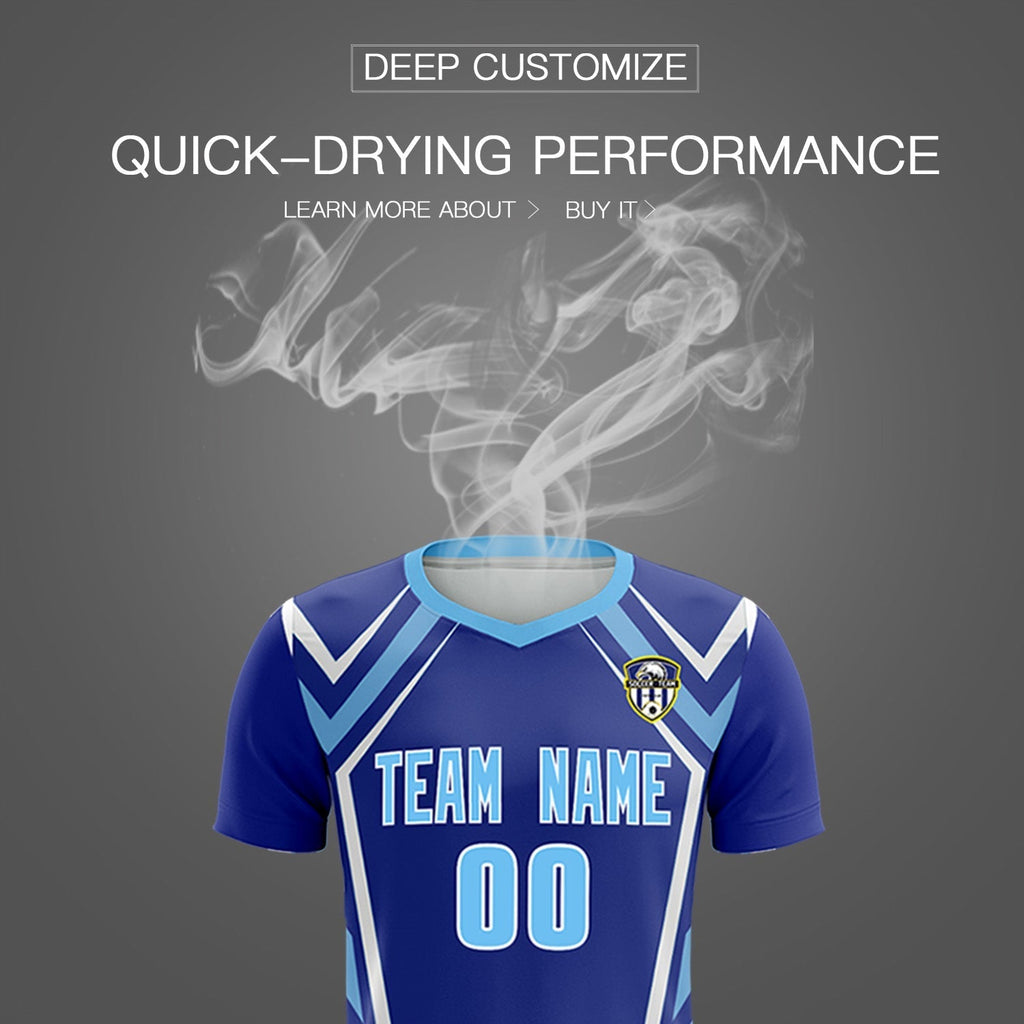 Custom Royal Abstract Breathable Soccer Tops/Sets Jersey