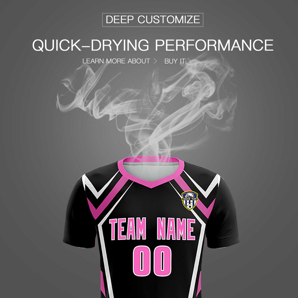 Custom Black Abstract Breathable Soccer Tops/Sets Jersey