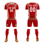 Custom Red Abstract Breathable Soccer Tops/Sets Jersey