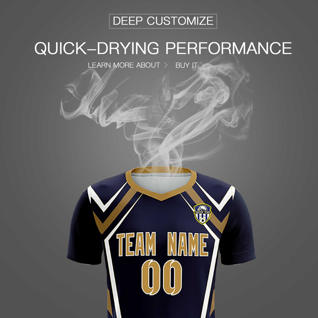 Custom Navy Abstract Breathable Soccer Tops/Sets Jersey