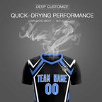 Custom Black Abstract Breathable Soccer Tops/Sets Jersey