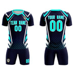 Custom Navy Abstract Breathable Soccer Tops/Sets Jersey
