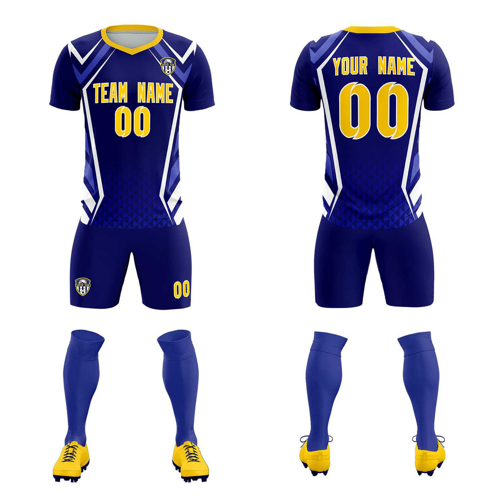 Custom Royal Abstract Breathable Soccer Tops/Sets Jersey