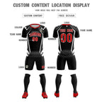 Custom Black Abstract Breathable Soccer Tops/Sets Jersey