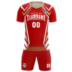 Custom Red Abstract Breathable Soccer Tops/Sets Jersey
