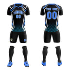 Custom Black Abstract Breathable Soccer Tops/Sets Jersey