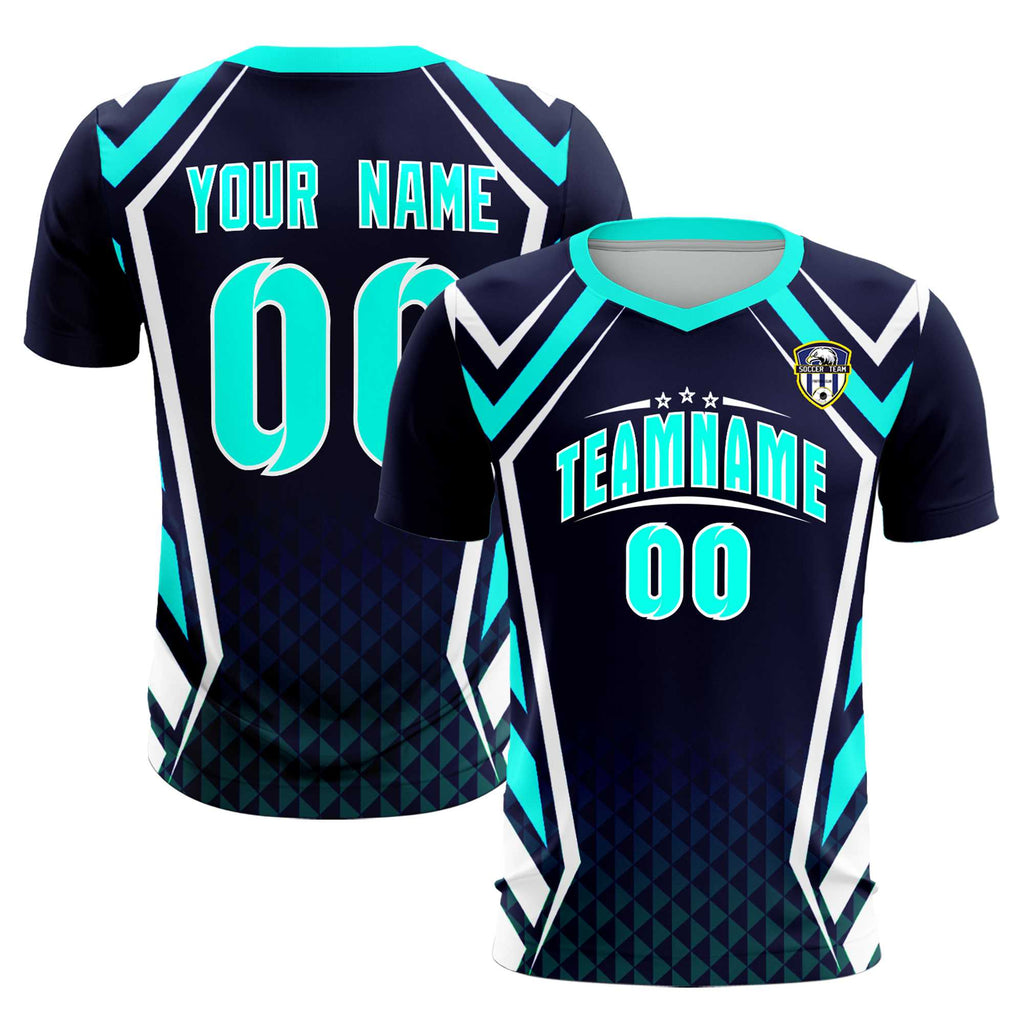 Custom Navy Abstract Breathable Soccer Tops/Sets Jersey
