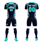 Custom Navy Abstract Breathable Soccer Tops/Sets Jersey