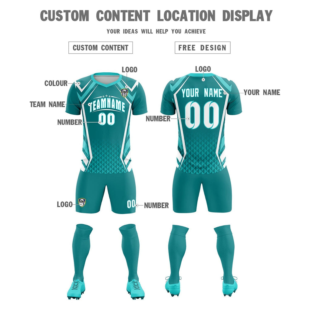 Custom Sky Blue Abstract Breathable Soccer Tops/Sets Jersey