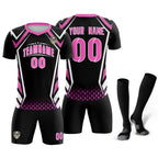 Custom Black Abstract Breathable Soccer Tops/Sets Jersey