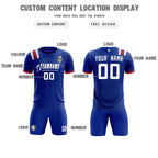 Custom Royal Striped Sportswear Soccer Tops/Sets Jersey For Adults