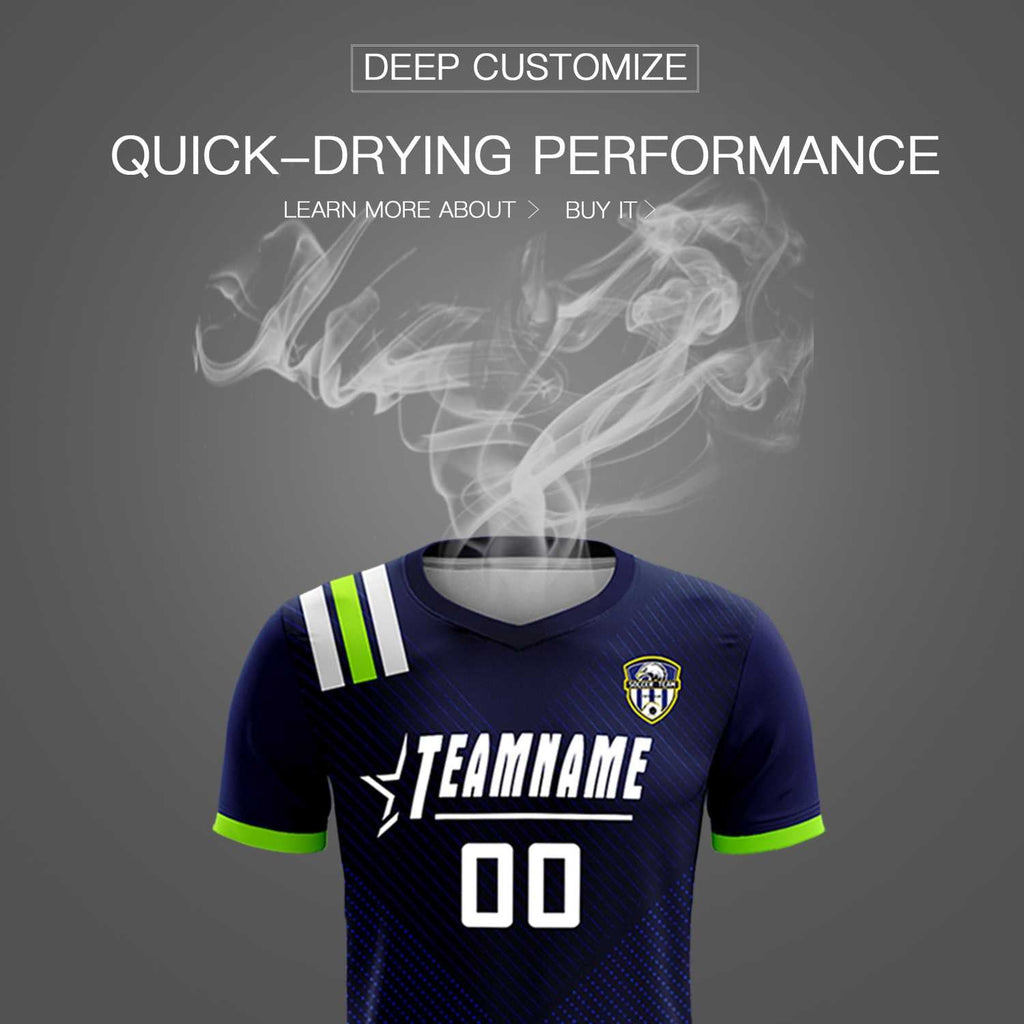 Custom Navy Striped Sportswear Soccer Tops/Sets Jersey For Adults