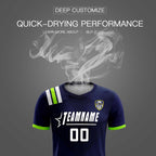Custom Navy Striped Sportswear Soccer Tops/Sets Jersey For Adults