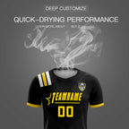 Custom Black Striped Sportswear Soccer Tops/Sets Jersey For Adults