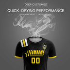Custom Black Striped Sportswear Soccer Tops/Sets Jersey For Adults