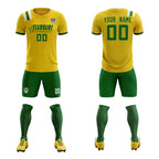 Custom Gold Striped Sportswear Soccer Tops/Sets Jersey For Adults