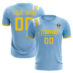 Custom Light Blue Striped Sportswear Soccer Tops/Sets Jersey For Adults