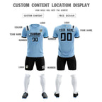 Custom Light Blue Striped Sportswear Soccer Tops/Sets Jersey For Adults