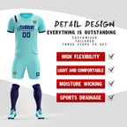 Custom Sky Blue Striped Sportswear Soccer Tops/Sets Jersey For Adults