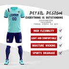 Custom Sky Blue Striped Sportswear Soccer Tops/Sets Jersey For Adults