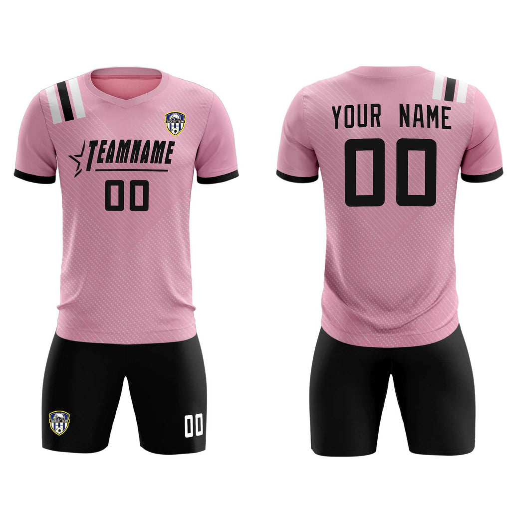 Custom Pink Striped Sportswear Soccer Tops/Sets Jersey For Adults