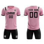 Custom Pink Striped Sportswear Soccer Tops/Sets Jersey For Adults