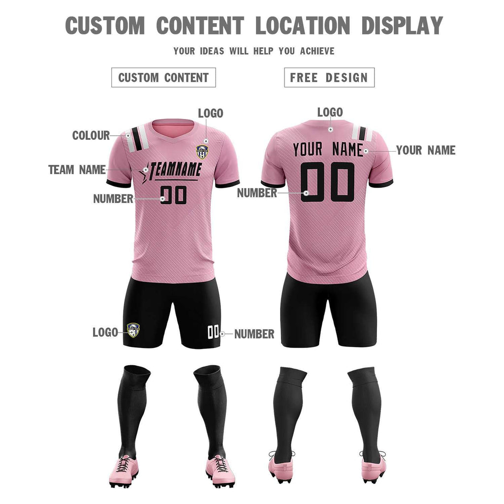 Custom Pink Striped Sportswear Soccer Tops/Sets Jersey For Adults