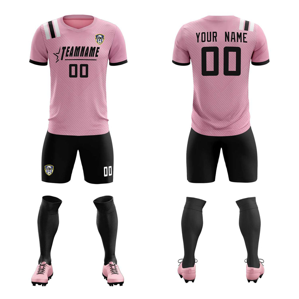 Custom Pink Striped Sportswear Soccer Tops/Sets Jersey For Adults