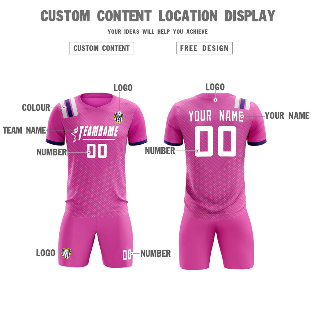 Custom Light Red Striped Sportswear Soccer Tops/Sets Jersey For Adults