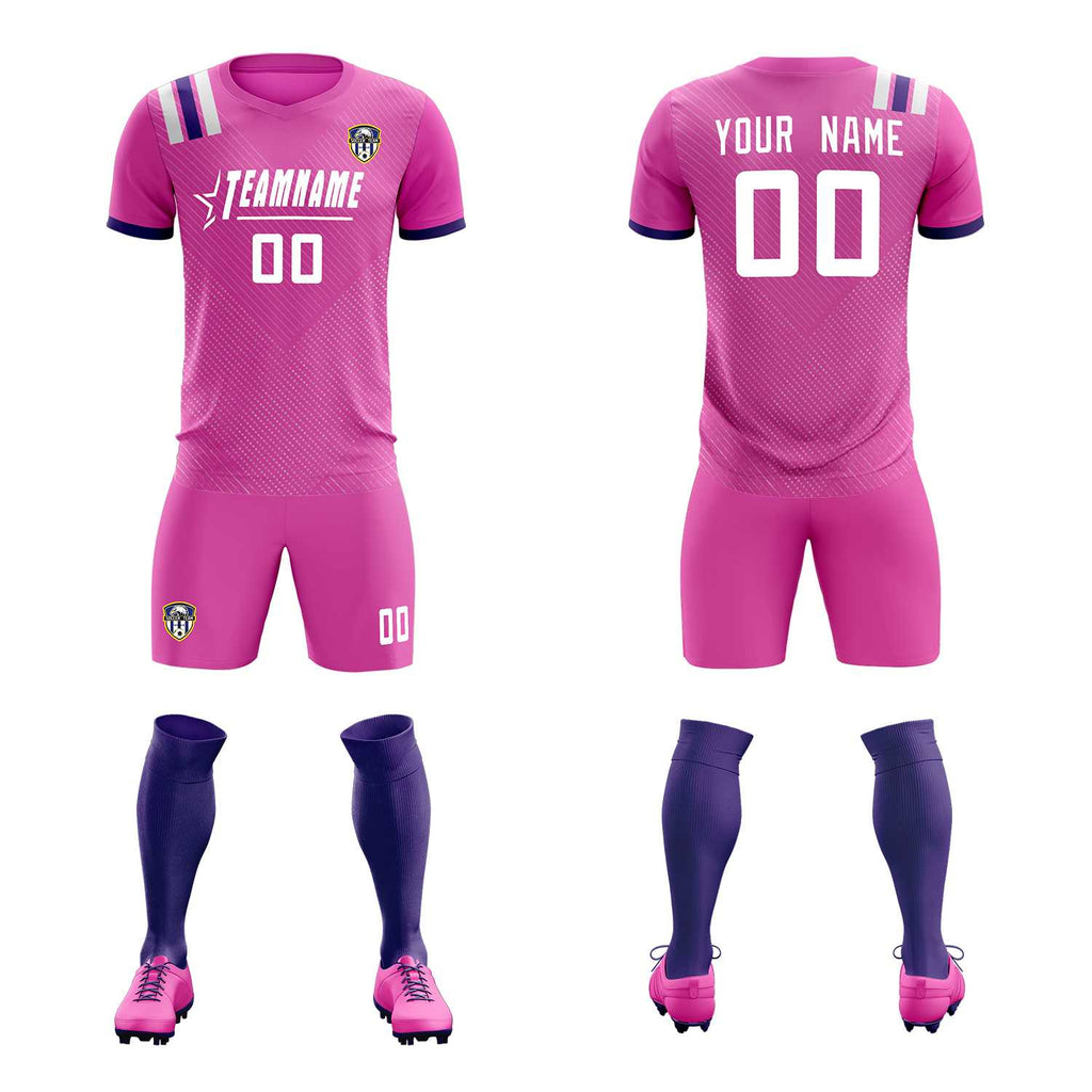 Custom Light Red Striped Sportswear Soccer Tops/Sets Jersey For Adults
