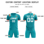 Custom Aqua Striped Sportswear Soccer Tops/Sets Jersey For Adults