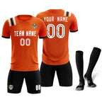 Custom Orange Striped Sportswear Soccer Tops/Sets Jersey For Adults
