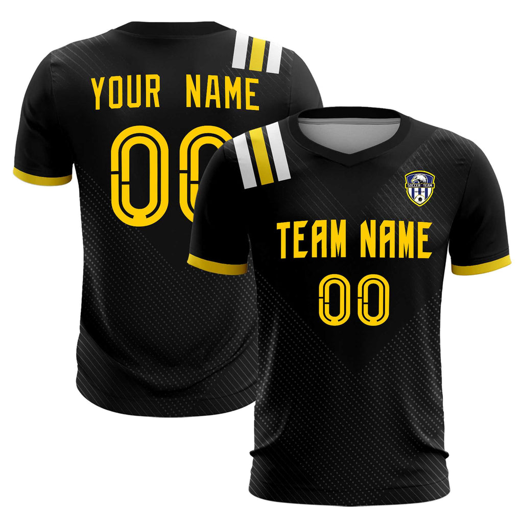 Custom Black Striped Sportswear Soccer Tops/Sets Jersey For Adults