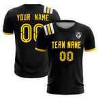 Custom Black Striped Sportswear Soccer Tops/Sets Jersey For Adults