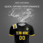 Custom Black Striped Sportswear Soccer Tops/Sets Jersey For Adults