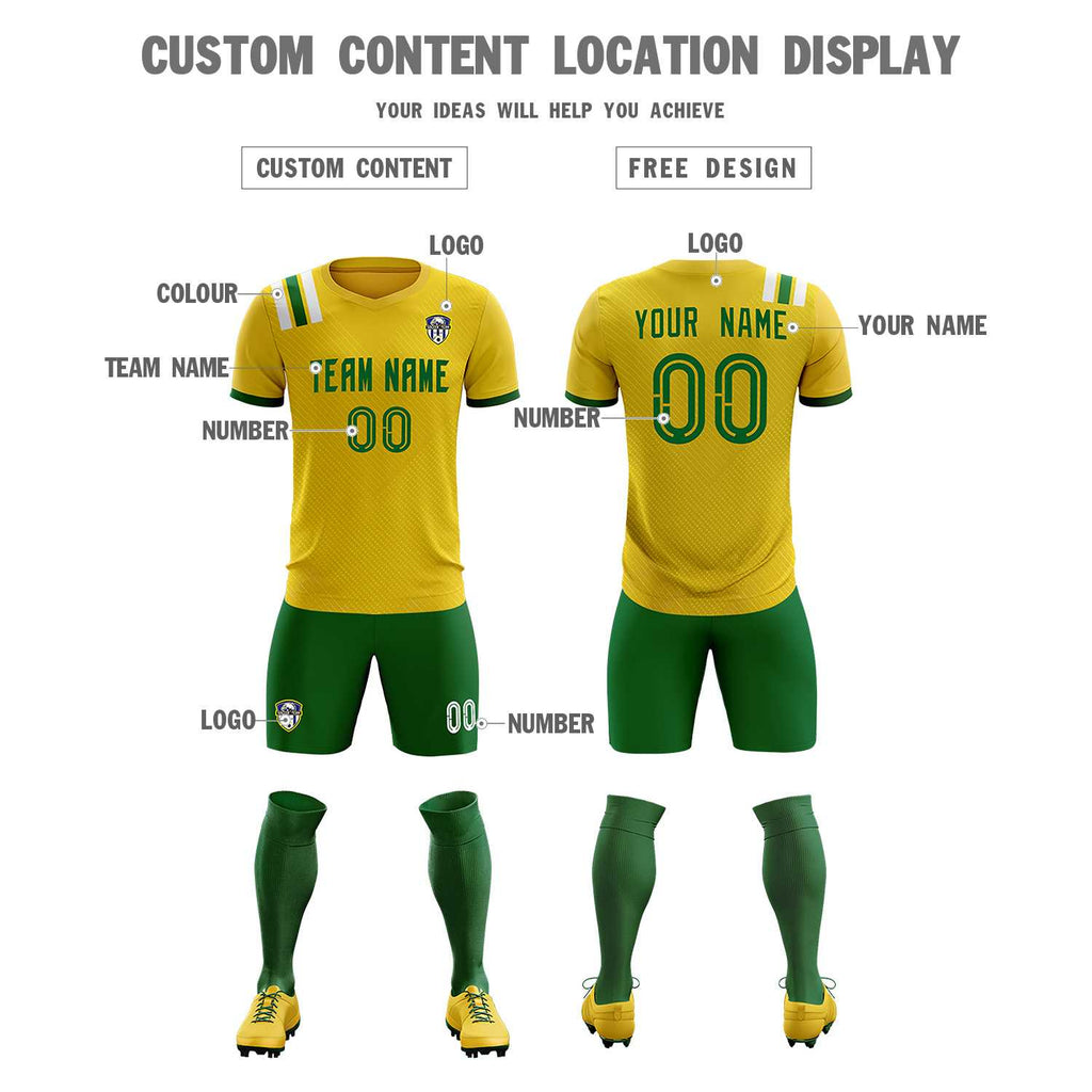 Custom Gold Striped Sportswear Soccer Tops/Sets Jersey For Adults