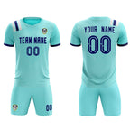 Custom Sky Blue Striped Sportswear Soccer Tops/Sets Jersey For Adults