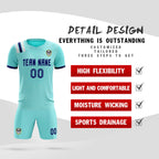 Custom Sky Blue Striped Sportswear Soccer Tops/Sets Jersey For Adults