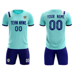 Custom Sky Blue Striped Sportswear Soccer Tops/Sets Jersey For Adults