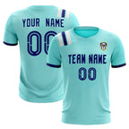 Custom Sky Blue Striped Sportswear Soccer Tops/Sets Jersey For Adults