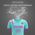 Custom Light Blue Striped Sportswear Soccer Tops/Sets Jersey For Adults
