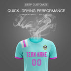 Custom Light Blue Striped Sportswear Soccer Tops/Sets Jersey For Adults