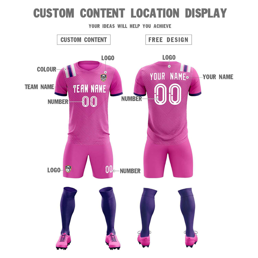 Custom Light Red Striped Sportswear Soccer Tops/Sets Jersey For Adults